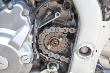gear wheel with chain of motorcycle wheel.