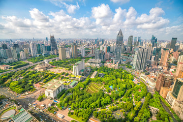 Shanghai People's square and park from top view