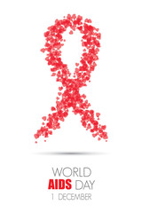 Ribbon from little colorful hearts, AIDS world day symbol. Vector illustration.