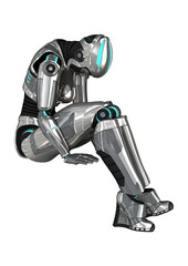 3D Rendering Female Robot on White
