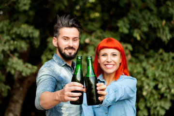 Couple of lovers toasting for their love