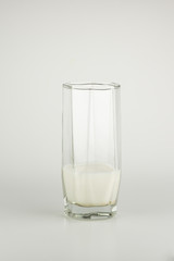 White milk in a glass cup