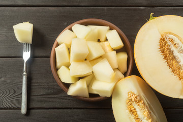 melon on table