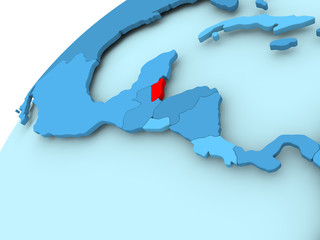 Belize on blue globe