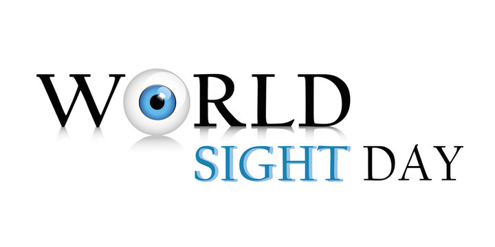 world sight day schriftzug mit blauem auge