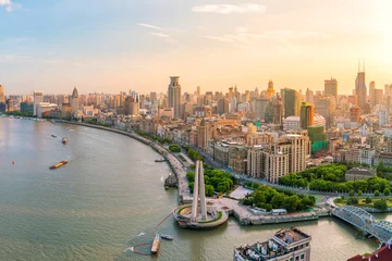 Schilderijen op glas Shanghai, China stadsgezicht aan de Bund. © f11photo