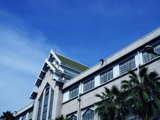 Thai traditional style stacked triangle top green ceramic roof
