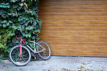 The bicycle at a garage