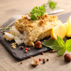 fish fillet with hazelnut breaded