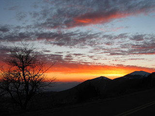 Amazing Sunset Sunrise With Sun Over Mountain