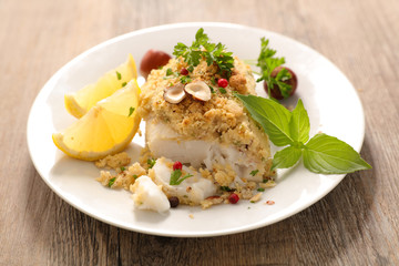 fish fillet with hazelnut breaded