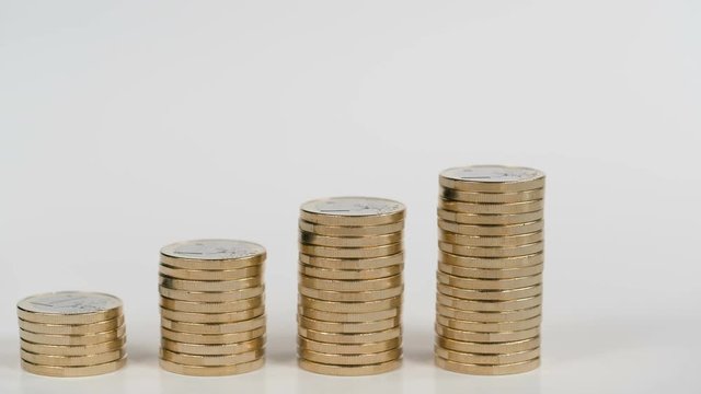 Columns of coins symbolizing the growth chart