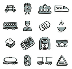 Railroad Icons Freehand 2 Color