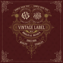 Old vintage card with floral ornament - vector