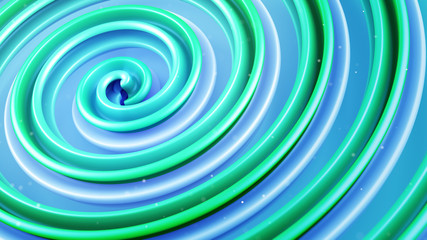 Green spiral curve abstract 3D render
