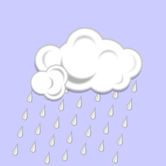 Rain cloud with raindrops. Weather icon. Vector illustration 