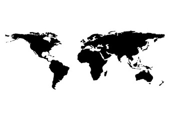 Blank Black World map isolated on white background Vector