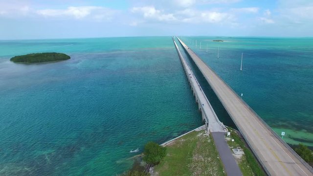 Bridge on the Overseas Highway - Florida aerial view.