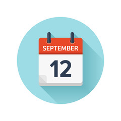 September 12. Vector flat daily calendar icon. Date and time, day, month 2018. Holiday. Season.