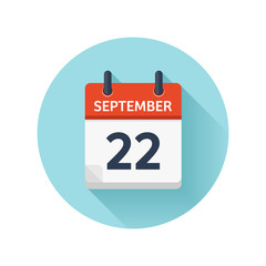 September 22. Vector flat daily calendar icon. Date and time, day, month 2018. Holiday. Season.