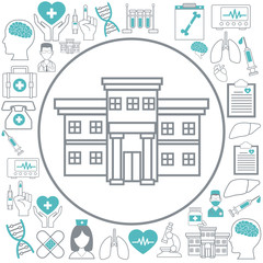 Medical healthcare service Vector Ilustration icon urban