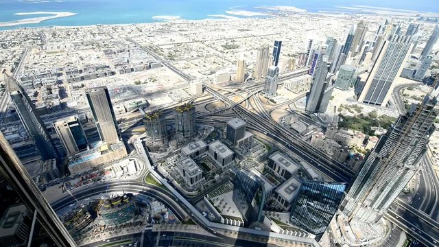 Dubai aerial skyline.