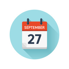 Fototapeta premium September 27. Vector flat daily calendar icon. Date and time, day, month 2018. Holiday. Season.
