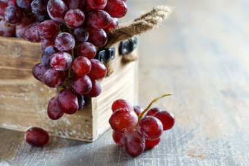 Grapes in a wooden box