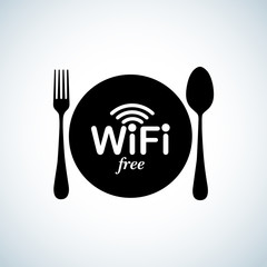 Wifi zone sticker. Free Wifi signal vector signs. Wifi hotspot emblem. Symbol free internet. Free Wifi spot badge.