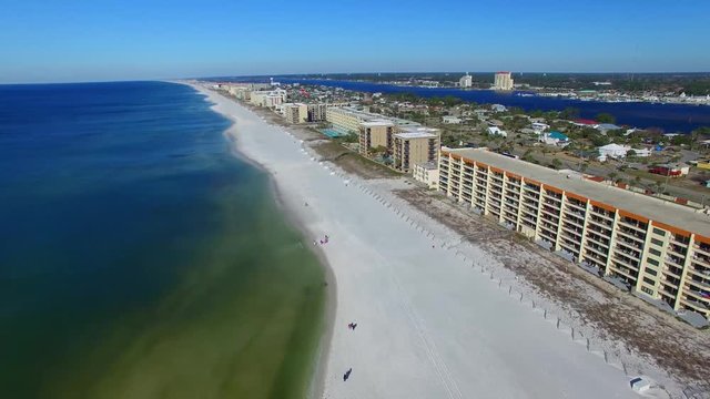 FORT WALTON, FL - FEBRUARY 2016: Aerial view of city skyline and beach. Fort Walton is a major attraction in Florida.