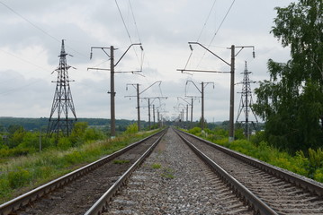 Fototapeta na wymiar Railway lines of the Moscow railway.