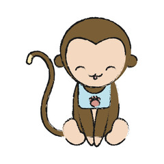 cute monkey icon over white background vector illustration