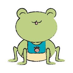 cute frog icon over white background colorful design vector illustration