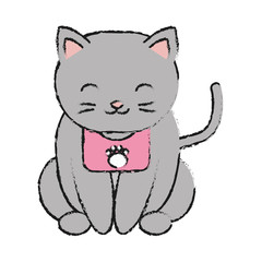 cute cat icon over white background vector illustration