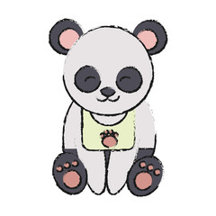 cute panda bear icon over white background colorful design  vector illustration