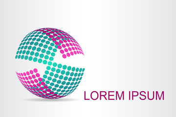 Logo stylized spherical surface with abstract shapes