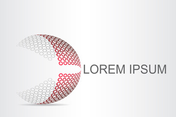 Logo stylized spherical surface with abstract shapes