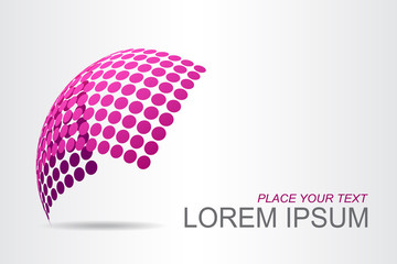 Logo stylized spherical surface with abstract shapes