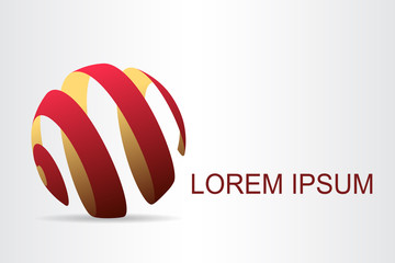 Logo stylized spherical surface with abstract shapes