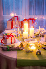 Family Christmas table setting for Christmas eve