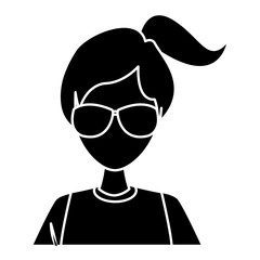 Young woman with sunglasses cartoon icon vector illustration graphic design