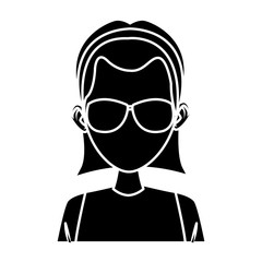 Young woman with sunglasses cartoon icon vector illustration graphic design