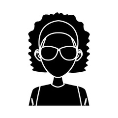 Young woman with sunglasses cartoon icon vector illustration graphic design