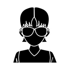 Young man with sunglasses cartoon icon vector illustration graphic design