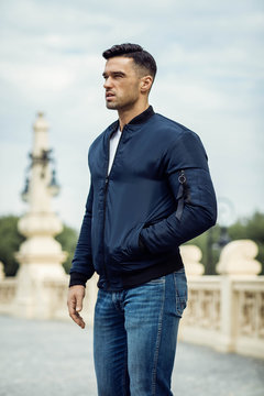 Handsome male model wear jacket