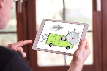 Express delivery concept on a tablet