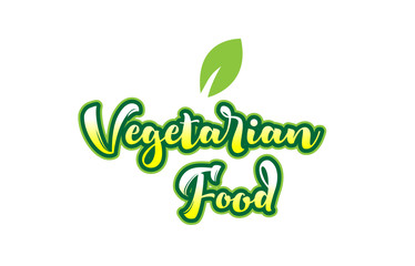 vegetarian food word font text typographic logo design with green leaf