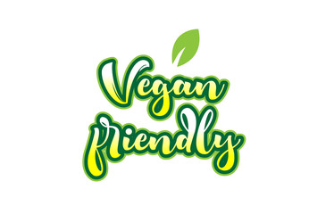 vegan friendly word font text typographic logo design with green leaf