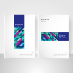 Business brochure cover template. cover design annual report, corporate booklet, business card, leaflet, poster. Geometric Abstract background blue green and purple square and triangle  stock-vector