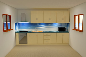 3d rendering kitchen room